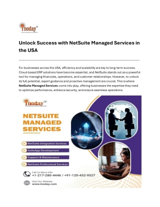 Unlock Success with NetSuite Managed Services in the USA