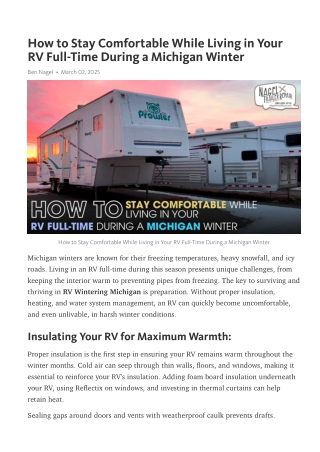 Stay Warm and Cozy While RV Wintering Michigan Full-Time