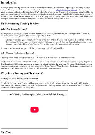Your Guide to the Best Towing Service in Orlando: Javis Towing and Transport