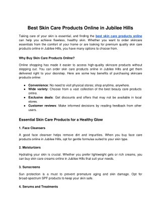 Best Skin Care Products Online in Jubilee Hills - Google Docs