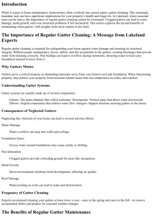 The Importance of Regular Gutter Cleaning: A Message from Lakeland Experts