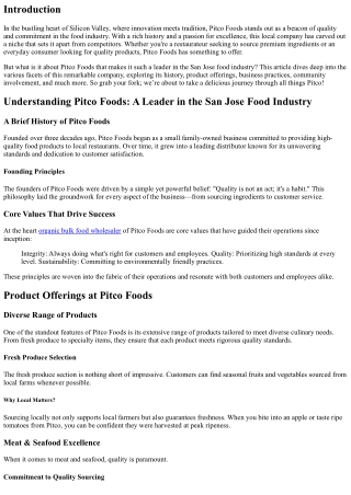 Pitco Foods: A Leader in the San Jose Food Industry
