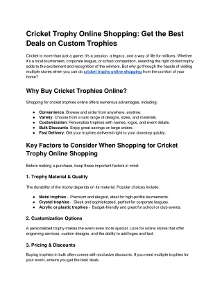 Cricket Trophy Online Shopping | Best Custom Trophies & Deals