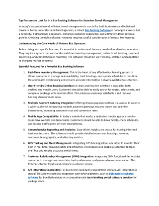 Top Features to Look for in a Bus Booking Software for Seamless Travel Management