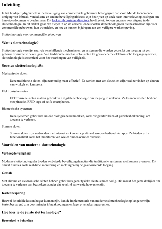 Slottechnologie voor commerciële gebouwen