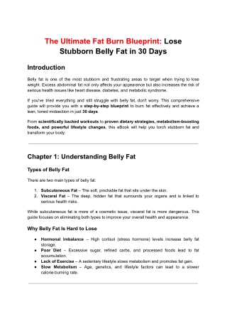 The Ultimate Fat Burn Blueprint: Lose Stubborn Belly Fat in 30 Days
