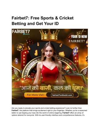 Fairbet7_ Free Sports & Cricket Betting and Get Your ID
