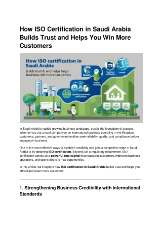 How ISO Certification in Saudi Arabia Builds Trust and Helps You Win More Customers