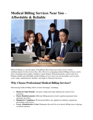 Medical Billing Services Near You – Affordable & Reliable