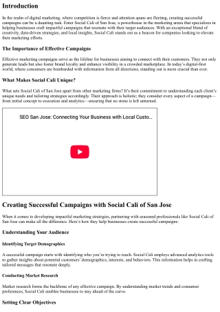 Creating Successful Campaigns with Social Cali of San Jose