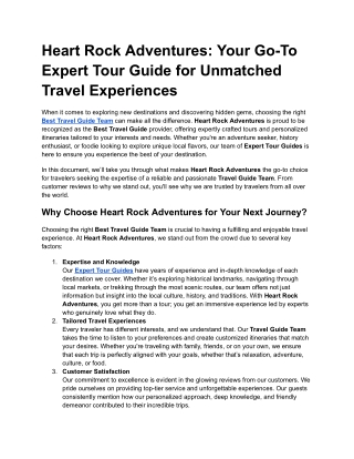 Heart Rock Adventures_ Your Go-To Expert Tour Guide for Unmatched Travel Experiences