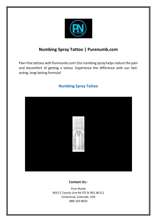 Numbing Spray Tattoo | Purenumb.com