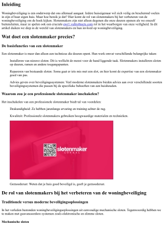 De rol van slotenmakers bij het verbeteren van de woningbeveiliging