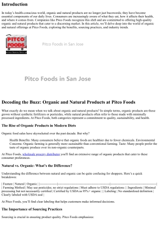 Decoding the Buzz: Organic and Natural Products at Pitco Foods.