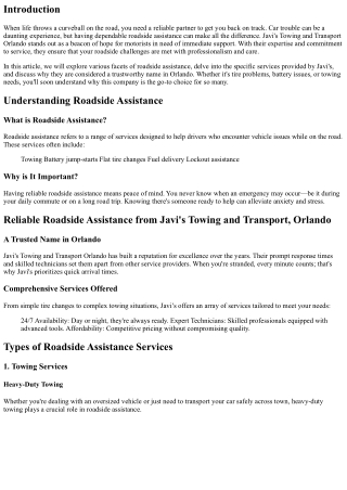 Reliable Roadside Assistance from Javi's Towing and Transport, Orlando