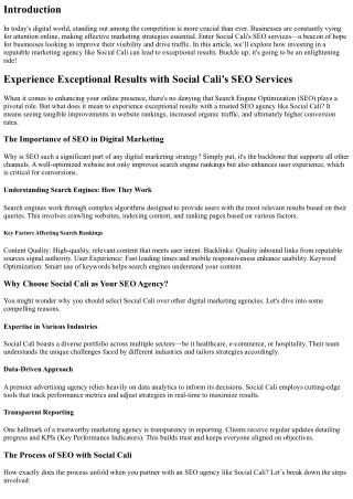 Experience Exceptional Results with Social Cali’s SEO Services