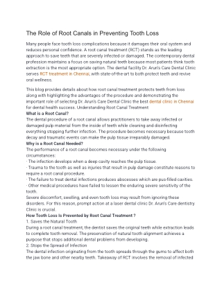 The Role of Root Canals in Preventing Tooth Loss