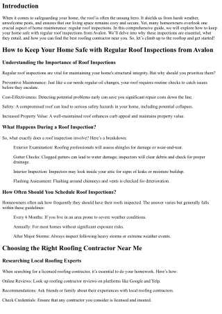 How to Keep Your Home Safe with Regular Roof Inspections from Avalon