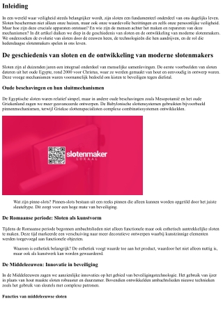 De geschiedenis van sloten en de ontwikkeling van moderne slotenmakers