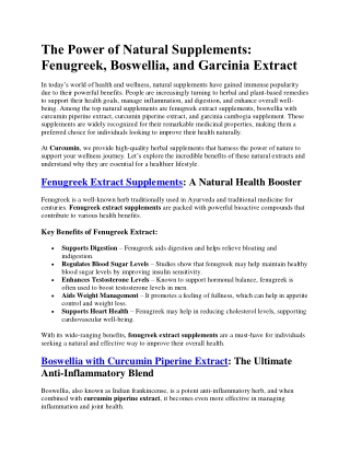 The Power of Natural Extract Supplements