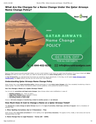 What are the charges for a name change under the Qatar Airway name change policy