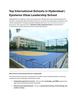Top International Schools in Hyderabad - Epistemo Vikas School