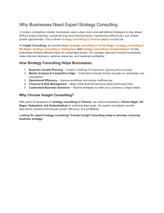 Why Businesses Need Expert Strategy Consulting