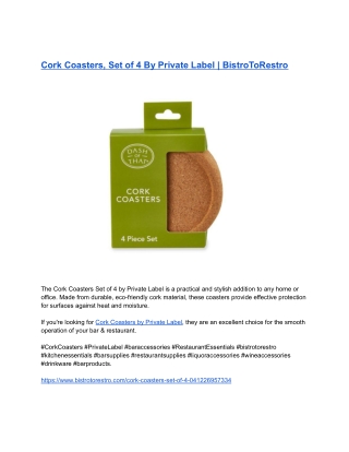 Cork Coasters, Set of 4 By Private Label _ BistroToRestro