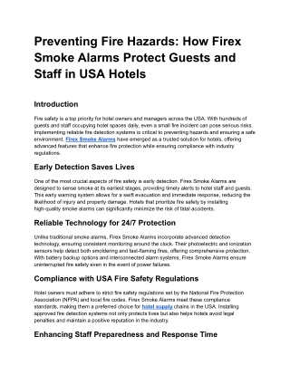 Preventing Fire Hazards_ How Firex Smoke Alarms Protect Guests and Staff in USA Hotels