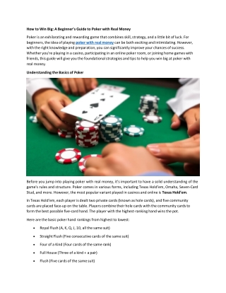 Maximizing Your Winnings: Real Money Poker Tournaments Explained