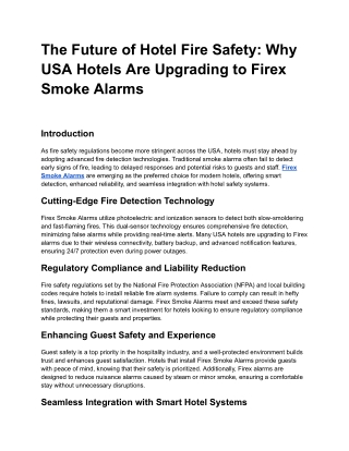 The Future of Hotel Fire Safety_ Why USA Hotels Are Upgrading to Firex Smoke Alarms