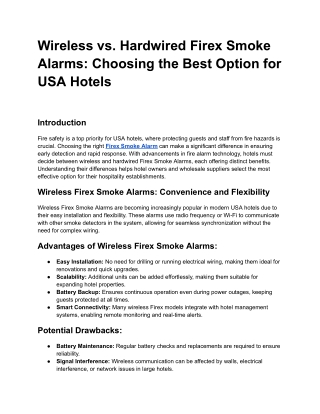 Wireless vs. Hardwired Firex Smoke Alarms_ Choosing the Best Option for USA Hotels