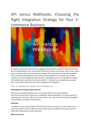 API versus Webhooks: Choosing the Right Integration Strategy for Your E-commerce