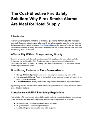 The Cost-Effective Fire Safety Solution_ Why Firex Smoke Alarms Are Ideal for Hotel Supply