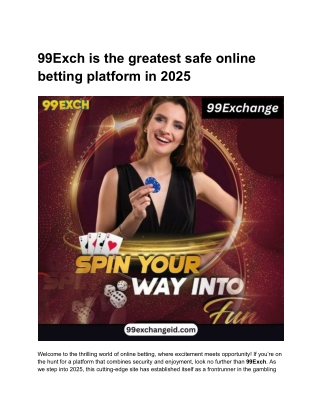 99Exch is the greatest safe online betting platform in 2025