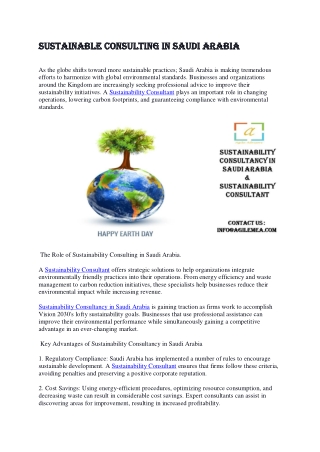 Sustainable Consulting in Saudi Arabia