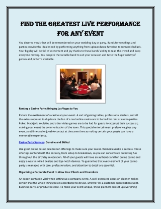Find the Greatest Live Performance for Any Event
