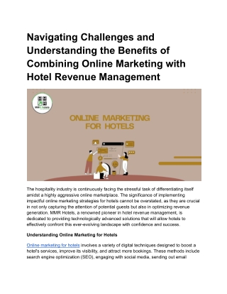 Online Marketing for Hotels