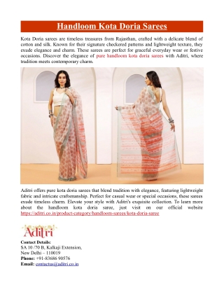 Handloom Kota Doria Sarees