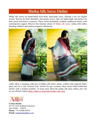 Matka Silk Saree Online