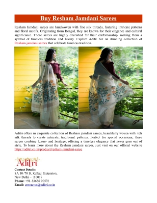 Buy Resham Jamdani Sarees