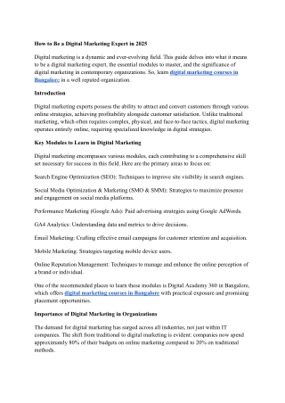 How to Be a Digital Marketing Expert in 2025