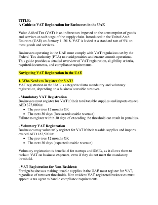 Guide to VAT Registration for Businesses in the UAE
