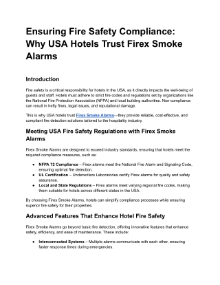 Ensuring Fire Safety Compliance_ Why USA Hotels Trust Firex Smoke Alarms