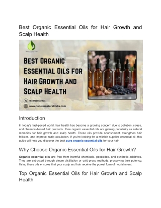 Best Organic Essential Oils for Hair Growth and Scalp Health