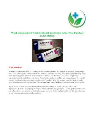 What Symptoms Of Anxiety Should You Notice Before You Purchase Xanax Online