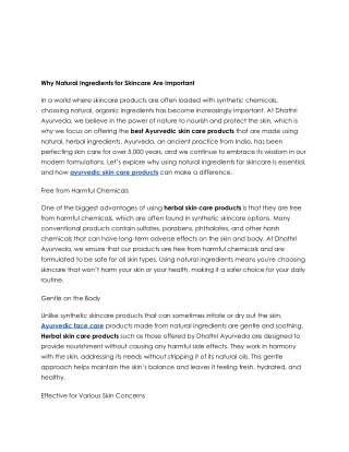 Why Natural Ingredients for Skincare Are Important