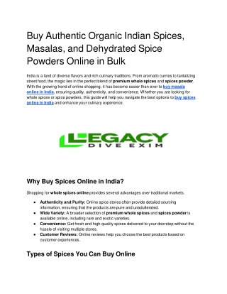 Buy Authentic Organic Indian Spices, Masalas, and Dehydrated Spice Powders Online in Bulk