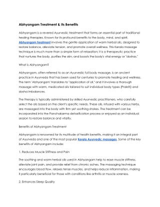 Abhyangam Treatment & Its Benefits