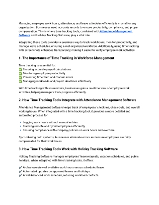 Integrating Time Tracking with Attendance & Holiday Software